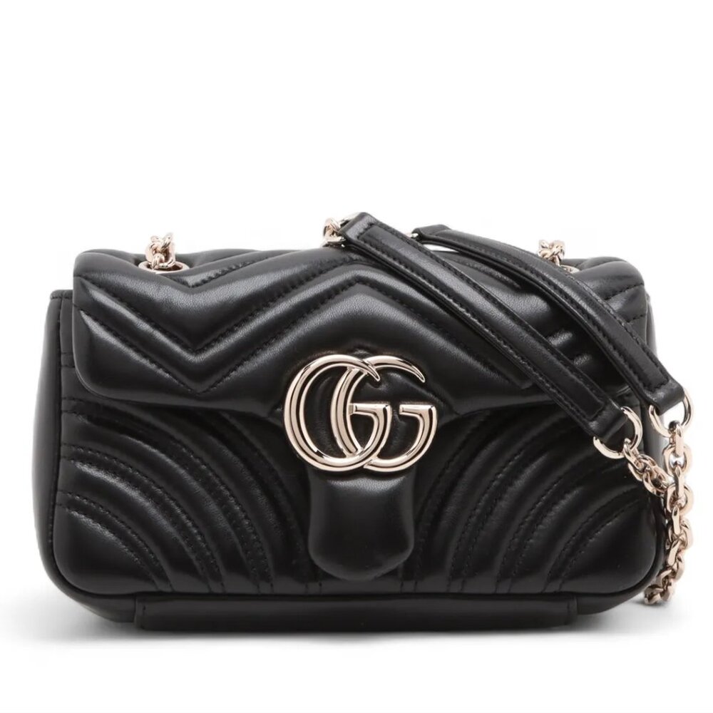 COA INCLUDED - Gucci GG Marmont Leather Chain Shoulder Bag Black 837280